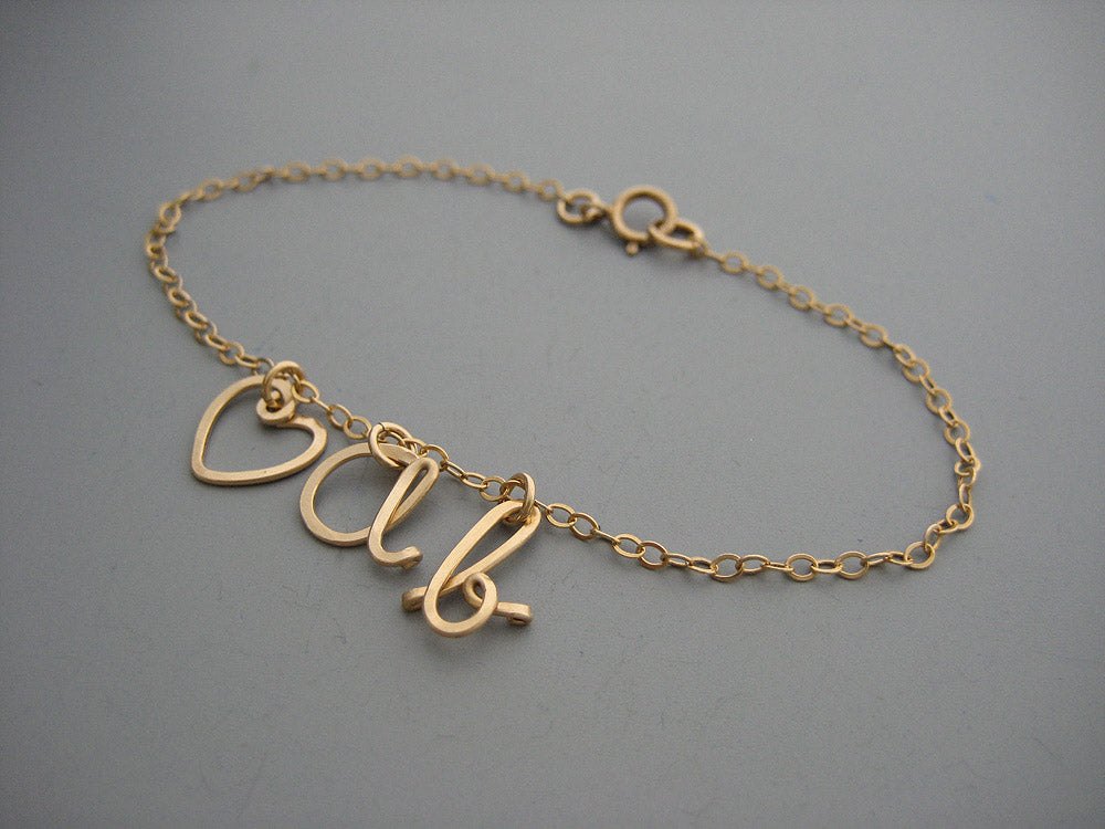 Two Name Bracelet With Heart