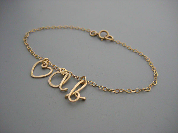 A Heart and Two Initial Bracelet