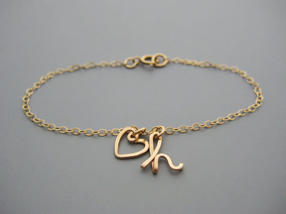 A Heart and One Initial Bracelet