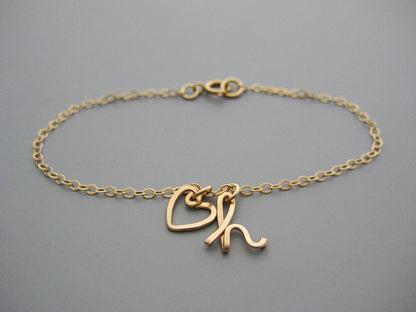 A Heart and One Initial Bracelet