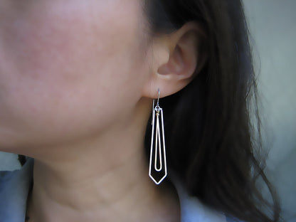 Arrow with Long Drop Geometric Earrings
