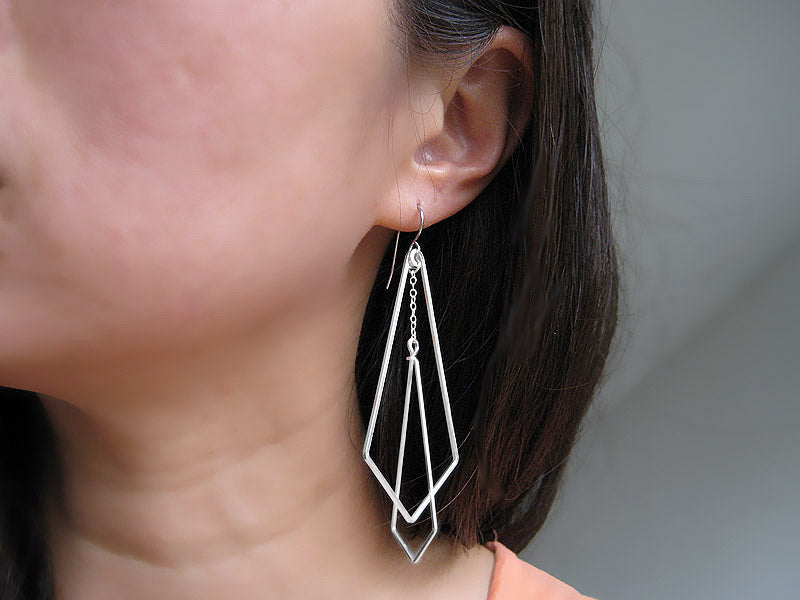 Large Interlocking Arrows Art Deco Earrings