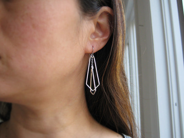 Small Interlocking Arrows Art Deco Earrings
