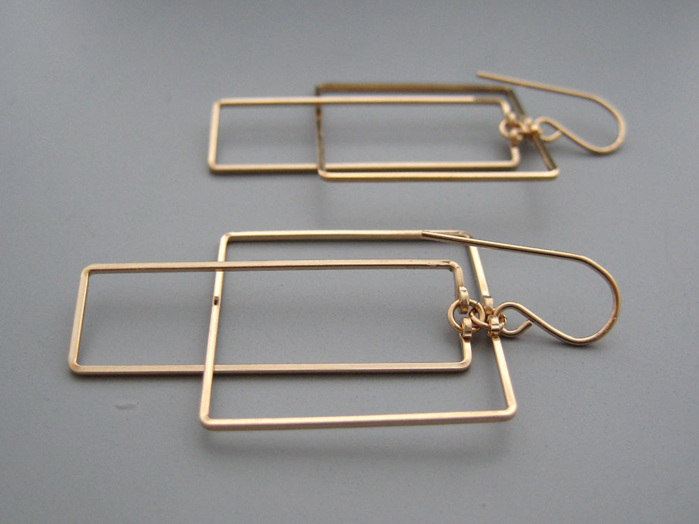 Interlocking Square and Rectangle Art Deco Earrings