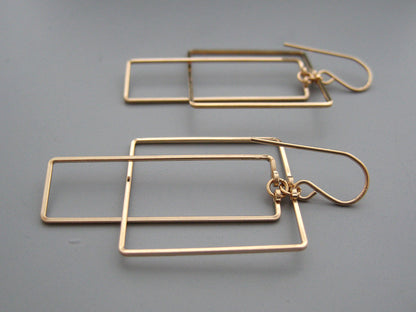 Interlocking Square and Rectangle Art Deco Earrings