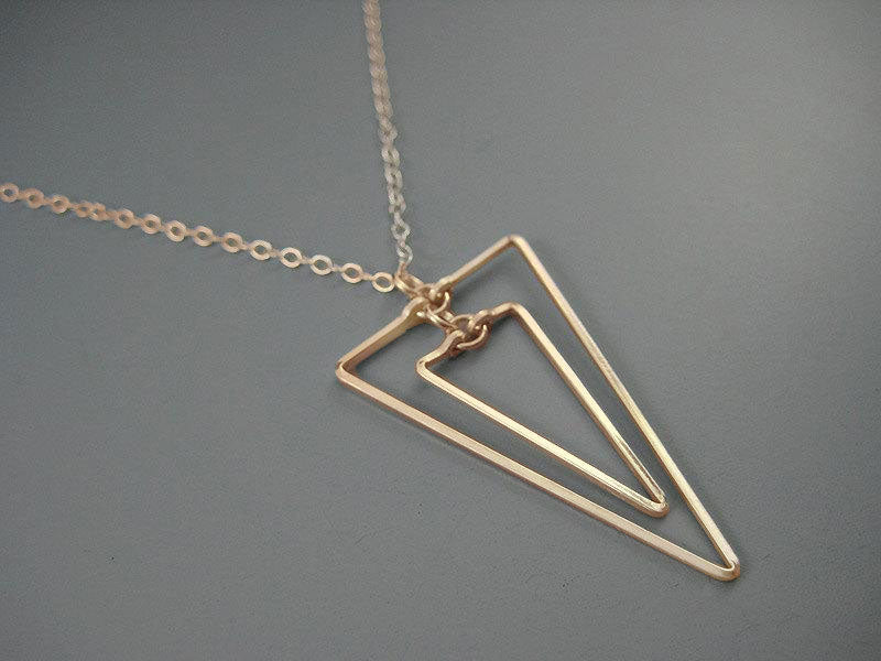 Linked Down Triangle Art Deco Necklace