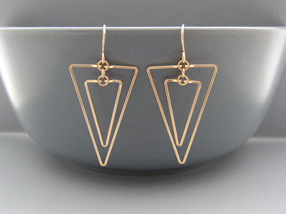 Linked Down Triangle Art Deco Earrings