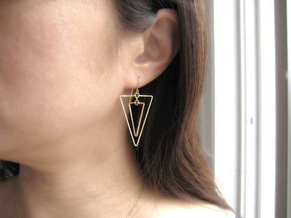 Linked Down Triangle Art Deco Earrings