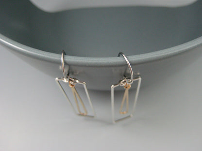 Rectangle with Long Drop Geometric Earrings
