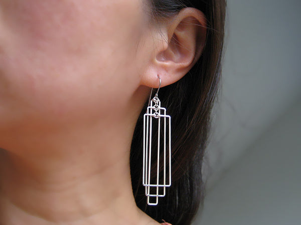 Tiered Rectangles Art Deco Earrings