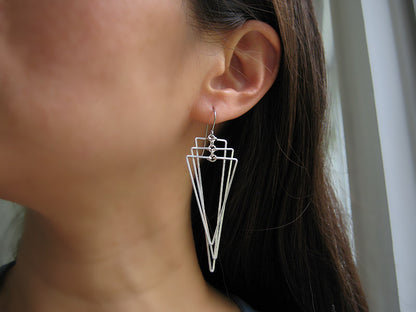 Tiered Triangle Art Deco Earrings