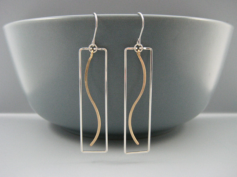 Rectangle with Wave Geometric Earrings