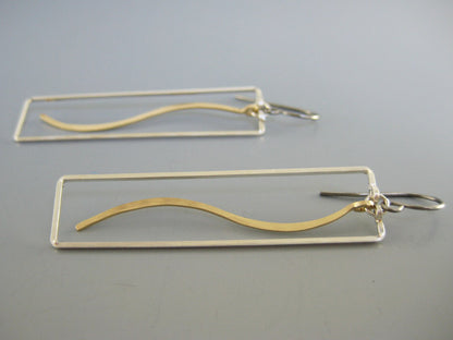 Rectangle with Wave Geometric Earrings